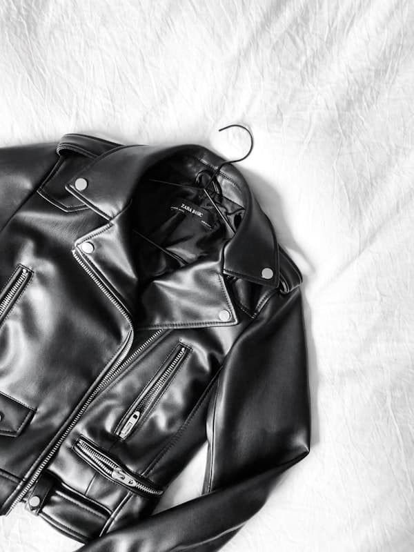 Black Leather Biker Jacket product photo